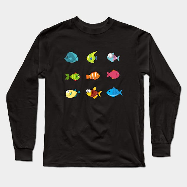 Cute Fish Design Fishy Fishies Fishing Long Sleeve T-Shirt by Marham19